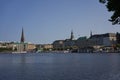 Hamburg, Germany - July 17, 2021 - Binnenalster or Inner Alster Lake is one of two artificial lakes Royalty Free Stock Photo